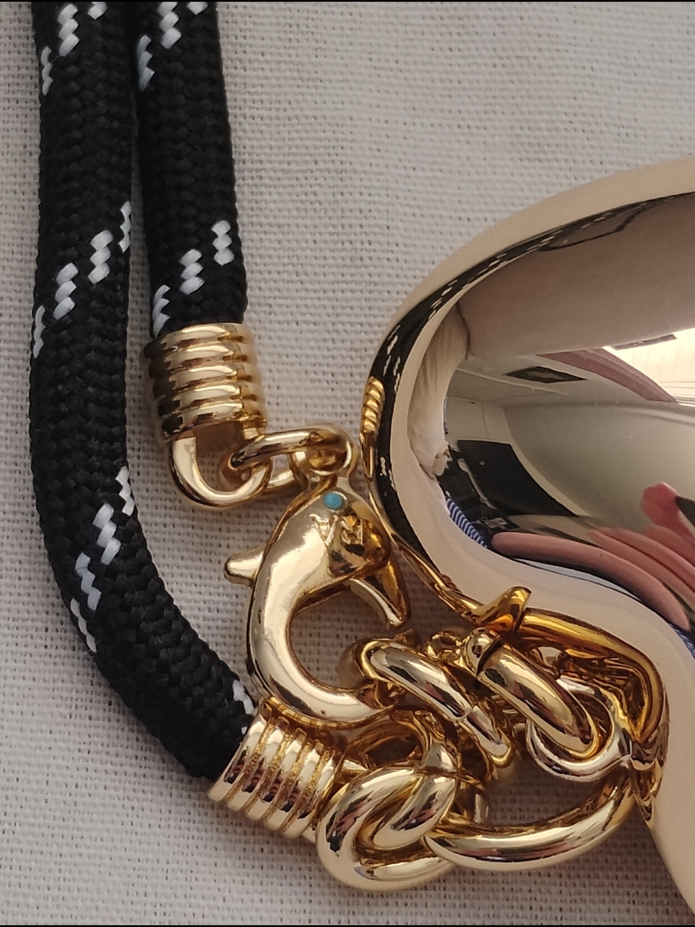 Roxanne Assoulin Black Happy Cord Necklace with Gold Heart Pendant - Picture 3 of 3